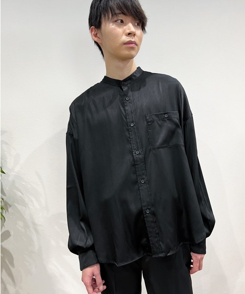 Niell（ニール）の「バンドカラーオーバーサイズシャツ〇（シャツ/ブラウス・メンズ・ホワイト/ブラック/サックスブルー・S/M/L）」の9枚目の写真