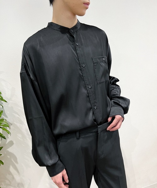 Niell（ニール）の「バンドカラーオーバーサイズシャツ〇（シャツ/ブラウス・メンズ・ホワイト/ブラック/サックスブルー・S/M/L）」の11枚目の写真