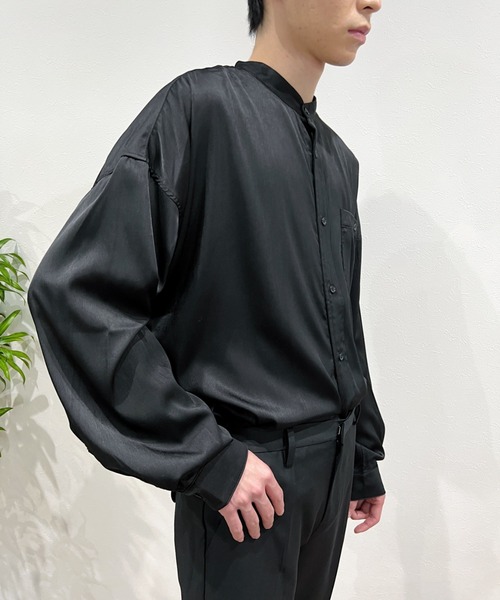 Niell（ニール）の「バンドカラーオーバーサイズシャツ〇（シャツ/ブラウス・メンズ・ホワイト/ブラック/サックスブルー・S/M/L）」の12枚目の写真