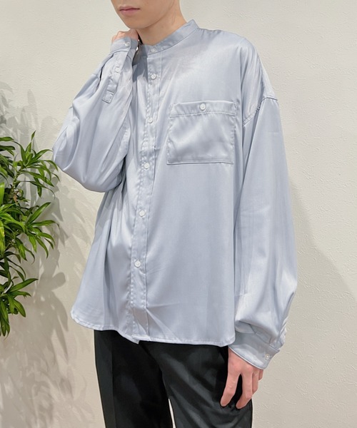 Niell（ニール）の「バンドカラーオーバーサイズシャツ〇（シャツ/ブラウス・メンズ・ホワイト/ブラック/サックスブルー・S/M/L）」の17枚目の写真