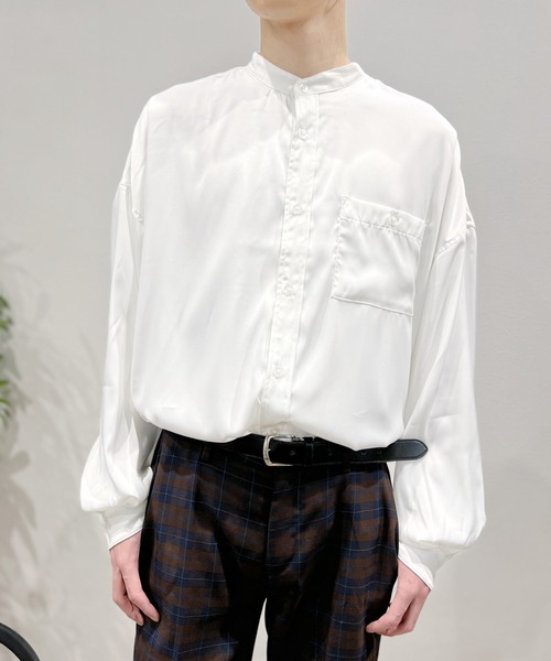 Niell（ニール）の「バンドカラーオーバーサイズシャツ〇（シャツ/ブラウス・メンズ・ホワイト/ブラック/サックスブルー・S/M/L）」の5枚目の写真