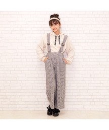 サス付きチェックワイドパンツ