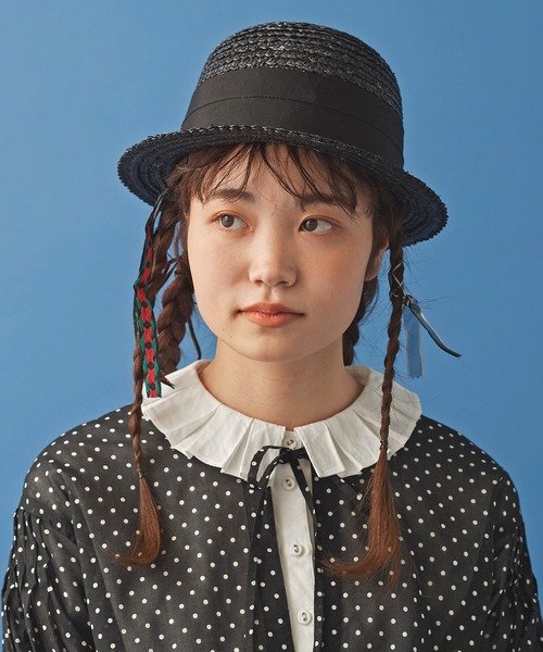 Malle(マル)の「△malle 麦ブレードハット NO.4(ハット・レディース・ブラック/ナチュラル・FREE)」の1枚目の写真