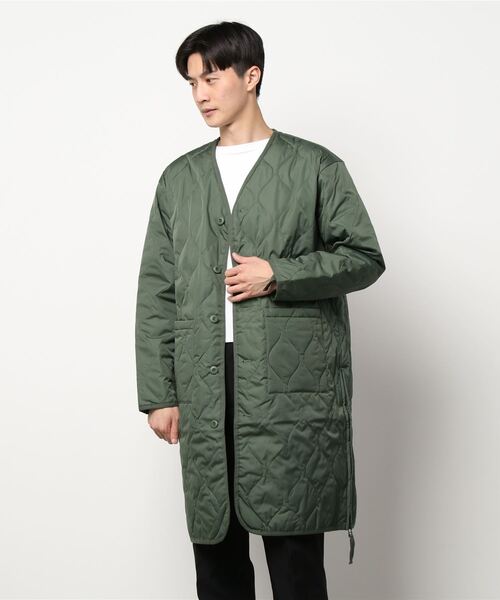 #【TAION/タイオン】MILITARY ZIP V NECK DOWN COAT/ミリタリージップVネックダウンコート