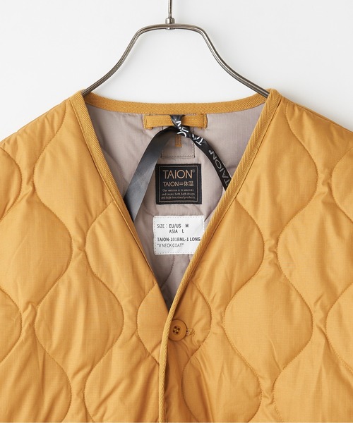 #【TAION/タイオン】MILITARY ZIP V NECK DOWN COAT/ミリタリージップVネックダウンコート