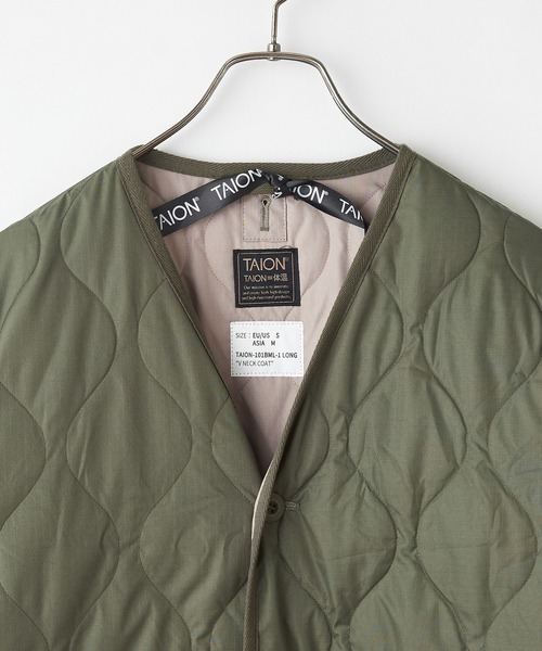 #【TAION/タイオン】MILITARY ZIP V NECK DOWN COAT/ミリタリージップVネックダウンコート