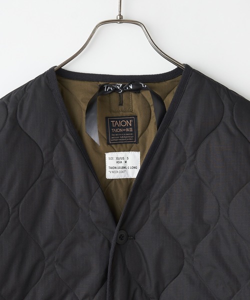 #【TAION/タイオン】MILITARY ZIP V NECK DOWN COAT/ミリタリージップVネックダウンコート