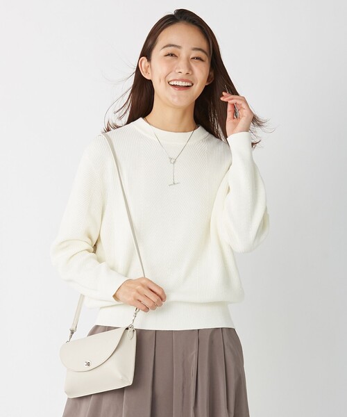 J.PRESS Ladies(J.プレス レディス)の「【洗える】コットンアクリルコード ニット(ニット/セーター・レディース・ライラック系/ホワイト系/ライトグリーン系/ピンク系・SMALL)」の2枚目の写真