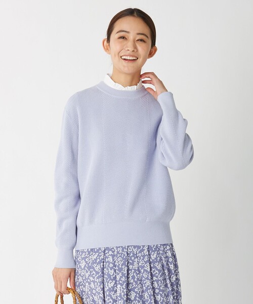 J.PRESS Ladies(J.プレス レディス)の「【洗える】コットンアクリルコード ニット(ニット/セーター・レディース・ライラック系/ホワイト系/ライトグリーン系/ピンク系・SMALL)」の3枚目の写真