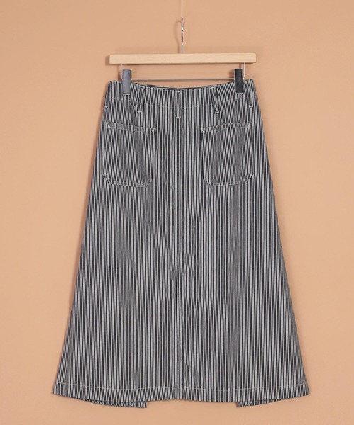 OMNIGOD（オムニゴッド）の「[OMNIGOD womens / オムニゴッド]　ヒッコリーデニム ロールスカート（スカート・レディース・ブルー系その他・FREE）」の2枚目の写真