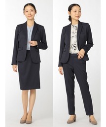 m.f.editorial | エムエフエディトリアルレディース/m.f.editorial:Women ストレッチウォッシャブル 1ボタンジャケット＋スカート＋パンツ 紺シャドーストライプ  ビジネスセットアップスーツ(スーツセット)