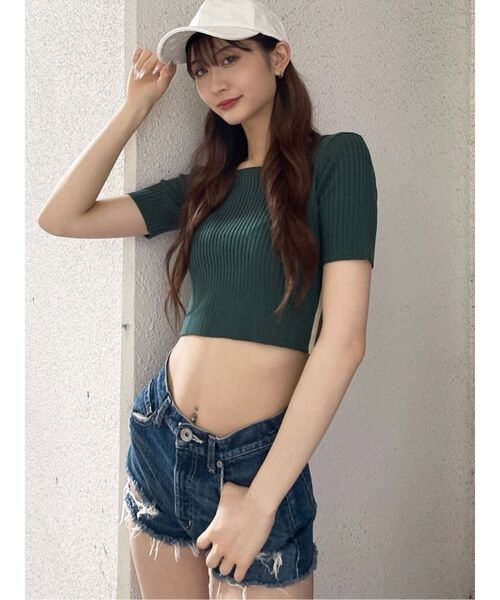 GYDA(ジェイダ)の「BACK RIPPEDデニムショートパンツ(デニムパンツ・レディース・ライトブルー/インディゴブルー/ブルー・SMALL/MEDIUM/LARGE/X-SMALL)」の12枚目の写真