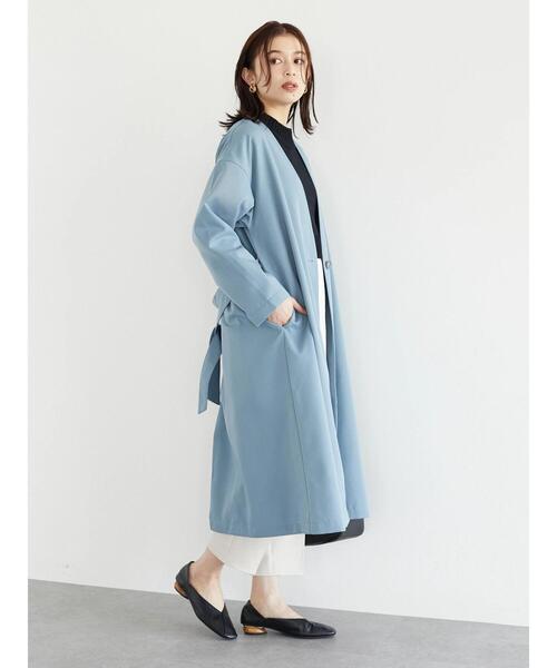 Green Parks(グリーンパークス)の「【花粉防止】着流しすっきりコート*(ノーカラーコート・レディース・ネイビー/サックスブルー/その他8・FREE)」の10枚目の写真
