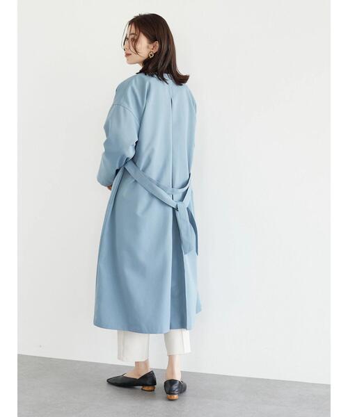 Green Parks(グリーンパークス)の「【花粉防止】着流しすっきりコート*(ノーカラーコート・レディース・ネイビー/サックスブルー/その他8・FREE)」の9枚目の写真
