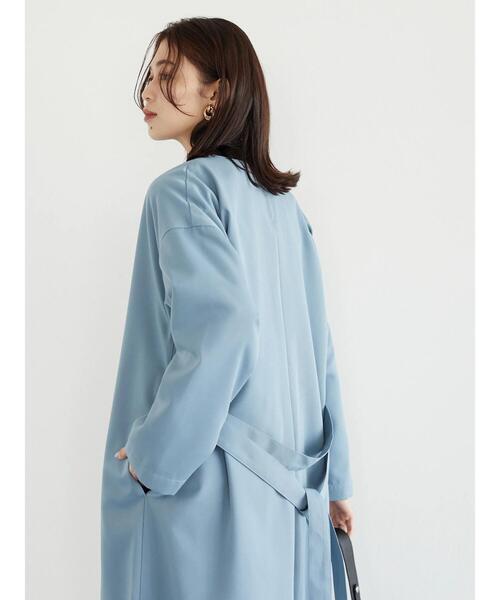 Green Parks(グリーンパークス)の「【花粉防止】着流しすっきりコート*(ノーカラーコート・レディース・ネイビー/サックスブルー/その他8・FREE)」の11枚目の写真