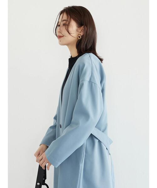 Green Parks(グリーンパークス)の「【花粉防止】着流しすっきりコート*(ノーカラーコート・レディース・ネイビー/サックスブルー/その他8・FREE)」の13枚目の写真