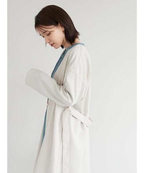 Green Parks(グリーンパークス)の「【花粉防止】着流しすっきりコート*(ノーカラーコート・レディース・ネイビー/サックスブルー/その他8・FREE)」の5枚目の写真