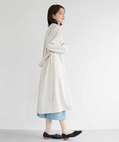 Green Parks(グリーンパークス)の「【花粉防止】着流しすっきりコート*(ノーカラーコート・レディース・ネイビー/サックスブルー/その他8・FREE)」の3枚目の写真