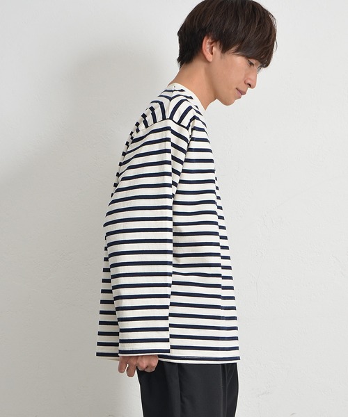 MinoriTY(マイノリティ)の「【MinoriTY】ヘビーウエイトビッグスリーブボーダーロンT メンズ 秋服 夏服 オーバーサイズ(Tシャツ/カットソー・メンズ・ベージュ/ネイビー/ロイヤルブルー・M/L)」の10枚目の写真