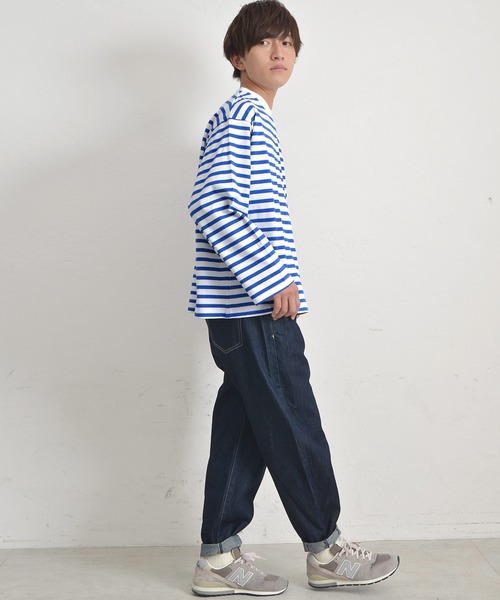 MinoriTY(マイノリティ)の「【MinoriTY】ヘビーウエイトビッグスリーブボーダーロンT メンズ 秋服 夏服 オーバーサイズ(Tシャツ/カットソー・メンズ・ベージュ/ネイビー/ロイヤルブルー・M/L)」の8枚目の写真