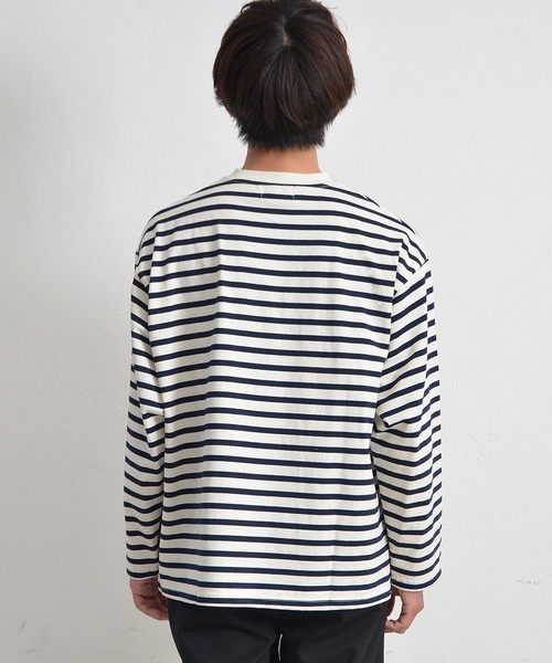 MinoriTY(マイノリティ)の「【MinoriTY】ヘビーウエイトビッグスリーブボーダーロンT メンズ 秋服 夏服 オーバーサイズ(Tシャツ/カットソー・メンズ・ベージュ/ネイビー/ロイヤルブルー・M/L)」の15枚目の写真