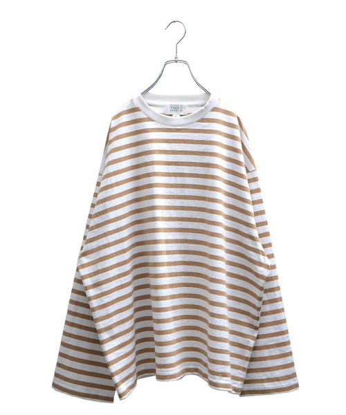 MinoriTY(マイノリティ)の「【MinoriTY】ヘビーウエイトビッグスリーブボーダーロンT メンズ 秋服 夏服 オーバーサイズ(Tシャツ/カットソー・メンズ・ベージュ/ネイビー/ロイヤルブルー・M/L)」の6枚目の写真