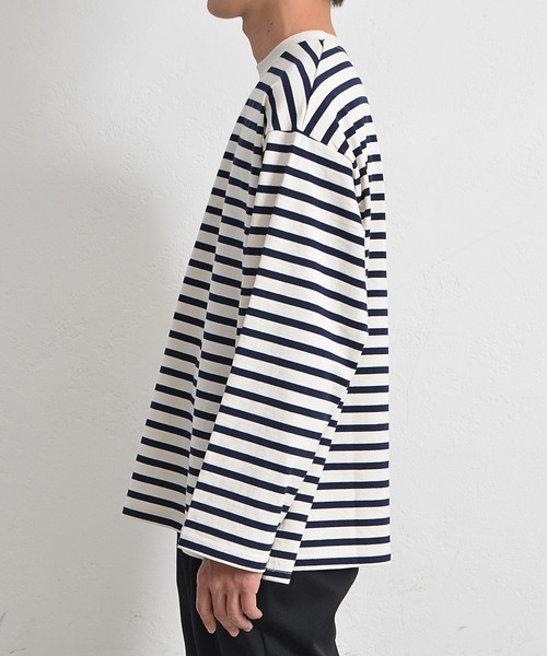 MinoriTY(マイノリティ)の「【MinoriTY】ヘビーウエイトビッグスリーブボーダーロンT メンズ 秋服 夏服 オーバーサイズ(Tシャツ/カットソー・メンズ・ベージュ/ネイビー/ロイヤルブルー・M/L)」の17枚目の写真