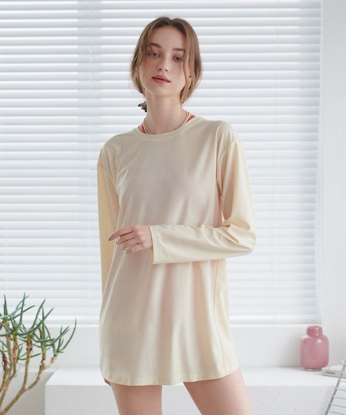 SEA DRESS（シードレス）の「バックシャンロングラッシュガード（ラッシュガード・レディース・ブラック/クリーム/チョコ・M/L）」の6枚目の写真