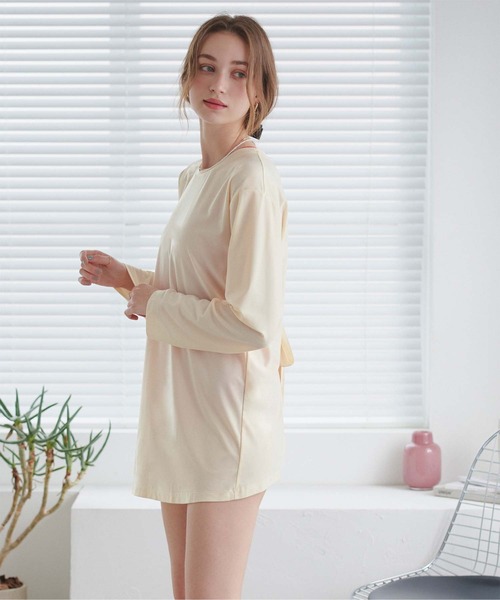 SEA DRESS（シードレス）の「バックシャンロングラッシュガード（ラッシュガード・レディース・ブラック/クリーム/チョコ・M/L）」の9枚目の写真