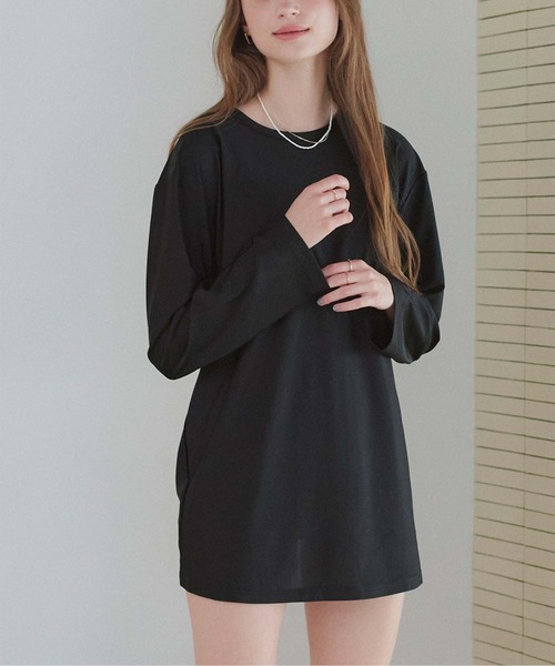 SEA DRESS（シードレス）の「バックシャンロングラッシュガード（ラッシュガード・レディース・ブラック/クリーム/チョコ・M/L）」の10枚目の写真