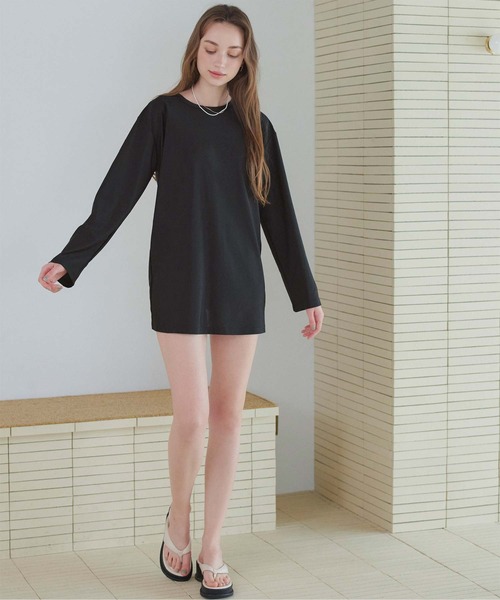 SEA DRESS（シードレス）の「バックシャンロングラッシュガード（ラッシュガード・レディース・ブラック/クリーム/チョコ・M/L）」の11枚目の写真