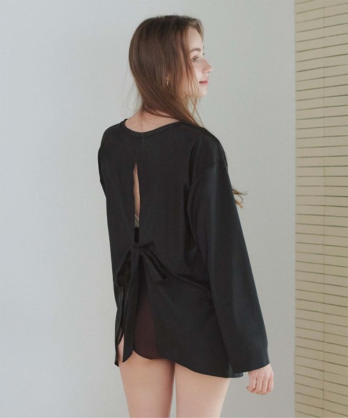 SEA DRESS（シードレス）の「バックシャンロングラッシュガード（ラッシュガード・レディース・ブラック/クリーム/チョコ・M/L）」の12枚目の写真