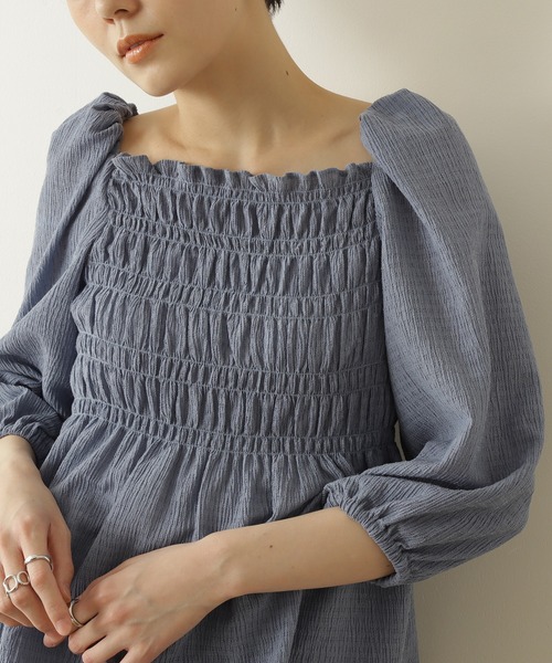 【新品】NATURAL BEAUTY BASICレースアップシャーリングブラウス NATURAL BEAUTY BASIC｜レースアップシャーリングブラウス