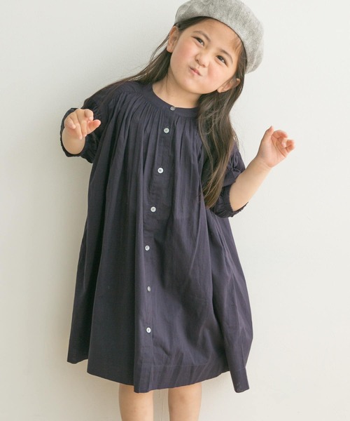 URBAN RESEARCH DOORS（アーバンリサーチドアーズ）の「『親子リンク』コットンボイルギャザーワンピース(KIDS)（ワンピース・キッズ・ネイビー/グリーン・120/105/135）」の3枚目の写真