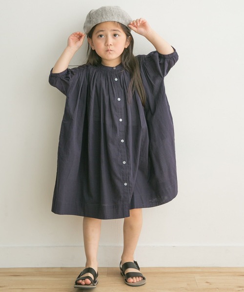 URBAN RESEARCH DOORS（アーバンリサーチドアーズ）の「『親子リンク』コットンボイルギャザーワンピース(KIDS)（ワンピース・キッズ・ネイビー/グリーン・120/105/135）」の7枚目の写真