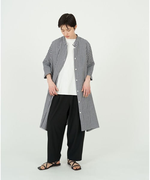 コンジュペイエADIEU TRISTESSEコットンリネンダブルガーゼシャツ conges payes ADIEU TRISTESSE ブラウス シャツ ステッチワーク