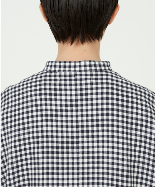 conges payes ADIEU TRISTESSE（コンジェ ペイエ アデュートリステス）の「ガーゼシャツワンピース（ワンピース・レディース・チェック/ホワイト/ブルー・38）」の5枚目の写真