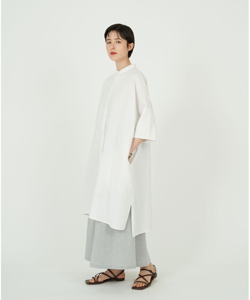 conges payes ADIEU TRISTESSE（コンジェ ペイエ アデュートリステス）の「ガーゼシャツワンピース（ワンピース・レディース・チェック/ホワイト/ブルー・38）」の12枚目の写真