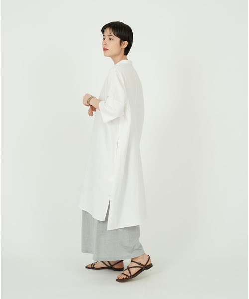 conges payes ADIEU TRISTESSE（コンジェ ペイエ アデュートリステス）の「ガーゼシャツワンピース（ワンピース・レディース・チェック/ホワイト/ブルー・38）」の9枚目の写真