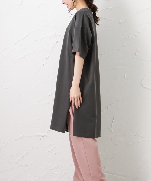 Mac-House（マックハウス）の「ORGABITS オーガビッツ スリットTシャツワンピース（Tシャツ/カットソー・レディース・ブラウン/サックスブルー/チャコール/グリーン・フリー）」の19枚目の写真