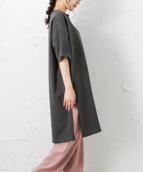 Mac-House（マックハウス）の「ORGABITS オーガビッツ スリットTシャツワンピース（Tシャツ/カットソー・レディース・ブラウン/サックスブルー/チャコール/グリーン・フリー）」の20枚目の写真