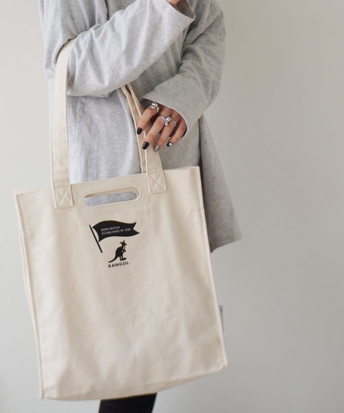 KANGOL(カンゴール)の「【 KANGOL / カンゴール 】 2WAY ポケット付き キャンバス トートバッグ(トートバッグ・レディース・ホワイト系その他/ホワイト・FREE)」の2枚目の写真