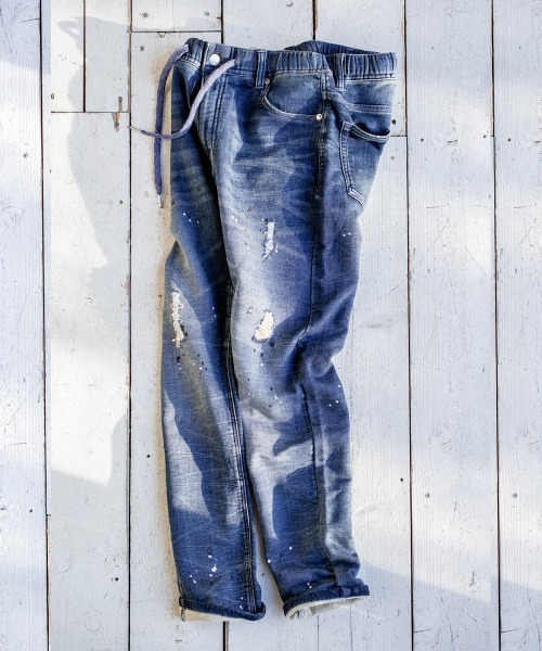 oblekt（オブレクト）の「LADYS COMFY DENIM REPAIR（デニムパンツ・レディース・グレー/ライトブルー/ブラック/ネイビー/ブルー/ホワイト・X-SMALL/LARGE/SMALL/MEDIUM）」の5枚目の写真