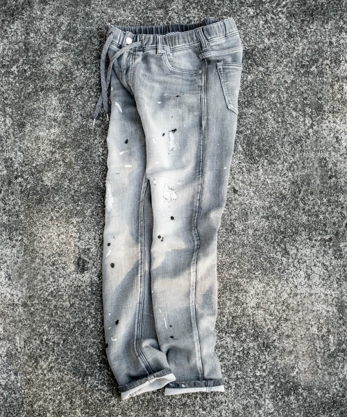 oblekt（オブレクト）の「LADYS COMFY DENIM REPAIR（デニムパンツ・レディース・グレー/ライトブルー/ブラック/ネイビー/ブルー/ホワイト・X-SMALL/LARGE/SMALL/MEDIUM）」の4枚目の写真