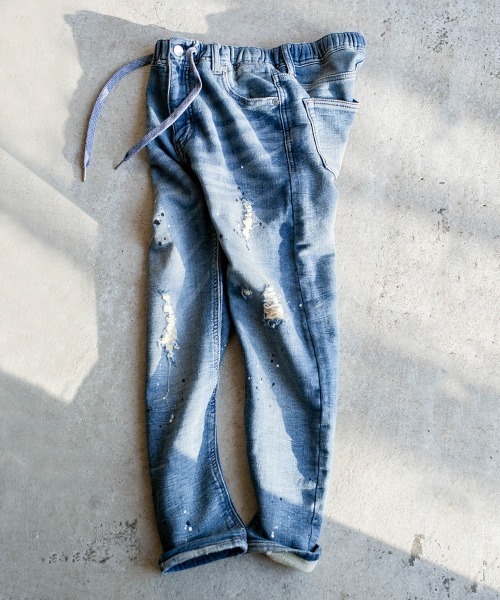 oblekt（オブレクト）の「LADYS COMFY DENIM REPAIR（デニムパンツ・レディース・グレー/ライトブルー/ブラック/ネイビー/ブルー/ホワイト・X-SMALL/LARGE/SMALL/MEDIUM）」の6枚目の写真