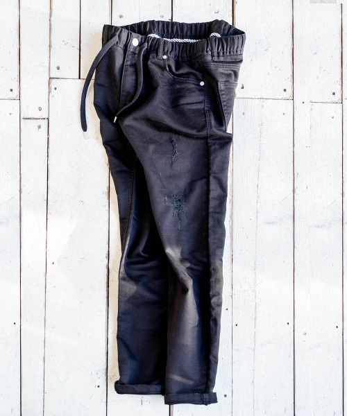 oblekt（オブレクト）の「LADYS COMFY DENIM REPAIR（デニムパンツ・レディース・グレー/ライトブルー/ブラック/ネイビー/ブルー/ホワイト・X-SMALL/LARGE/SMALL/MEDIUM）」の3枚目の写真