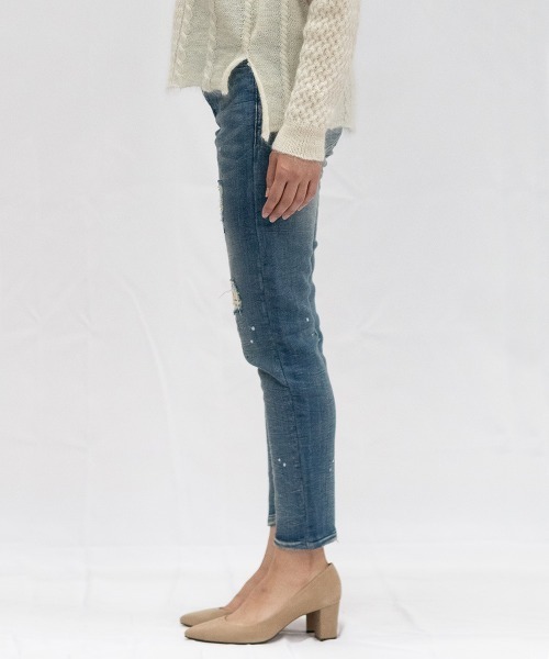 oblekt（オブレクト）の「LADYS COMFY DENIM REPAIR（デニムパンツ・レディース・グレー/ライトブルー/ブラック/ネイビー/ブルー/ホワイト・X-SMALL/LARGE/SMALL/MEDIUM）」の8枚目の写真