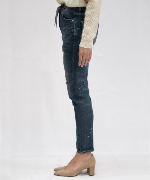 oblekt（オブレクト）の「LADYS COMFY DENIM REPAIR（デニムパンツ・レディース・グレー/ライトブルー/ブラック/ネイビー/ブルー/ホワイト・X-SMALL/LARGE/SMALL/MEDIUM）」の10枚目の写真