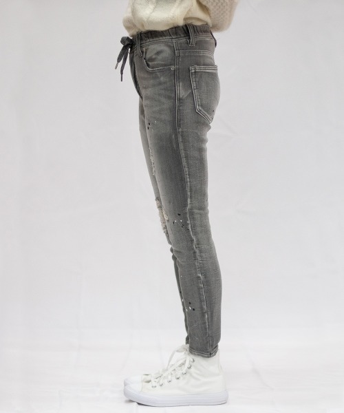 oblekt（オブレクト）の「LADYS COMFY DENIM REPAIR（デニムパンツ・レディース・グレー/ライトブルー/ブラック/ネイビー/ブルー/ホワイト・X-SMALL/LARGE/SMALL/MEDIUM）」の13枚目の写真