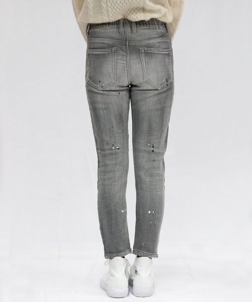 oblekt（オブレクト）の「LADYS COMFY DENIM REPAIR（デニムパンツ・レディース・グレー/ライトブルー/ブラック/ネイビー/ブルー/ホワイト・X-SMALL/LARGE/SMALL/MEDIUM）」の14枚目の写真